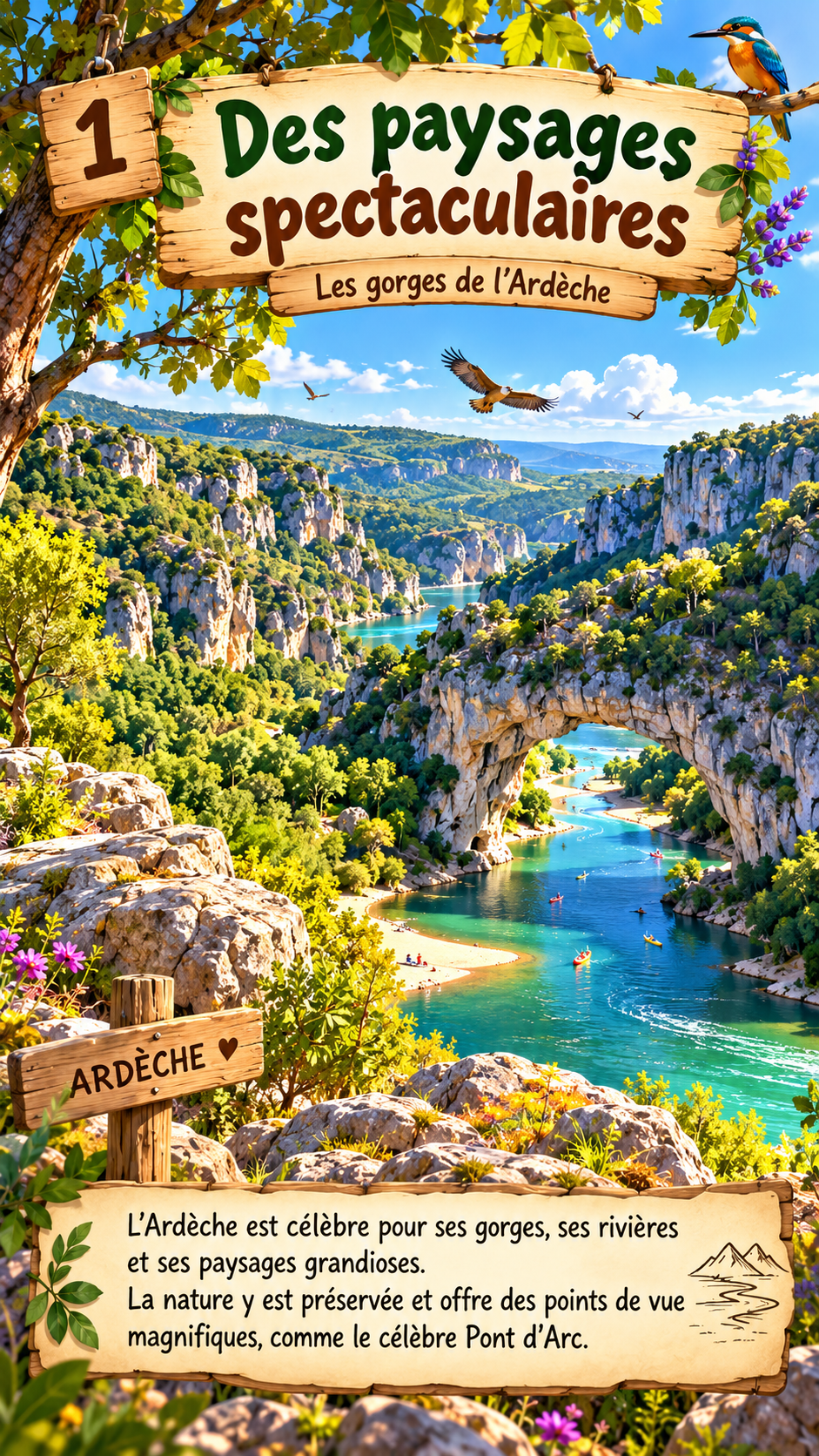 Des paysages spectaculaires — les gorges de l’Ardèche et le Pont d’Arc