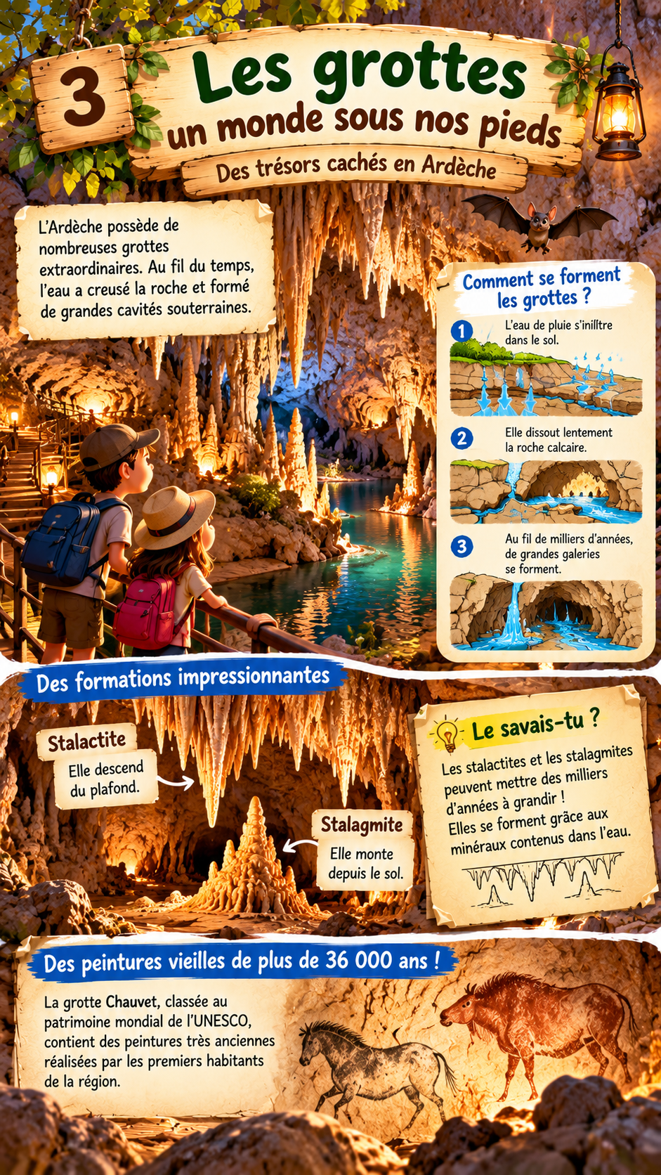 Les grottes — un monde sous nos pieds